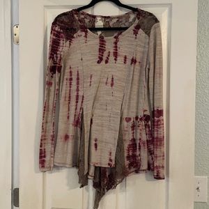 Long sleeve tie die Buckle top size M